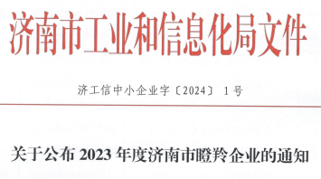 “济南市瞪羚企业”企业荣誉